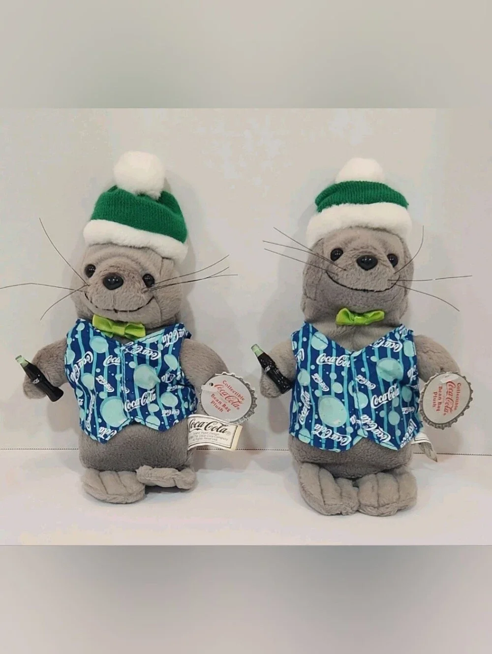 Coca Cola Gray Plush Seal Collectible, Lot Of 2